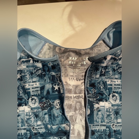 Frankies Bikinis Shine Blue Crop Top Bikini Top XL NWOT - Picture 4 of 8